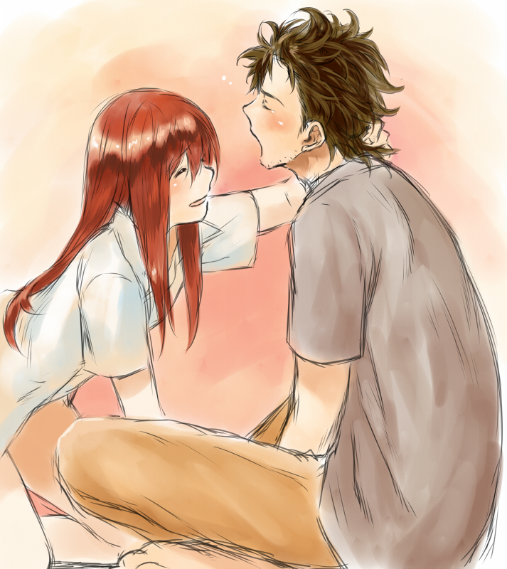 makise kurisu and okabe rintarou (steins;gate) drawn by inuzuka_bouru