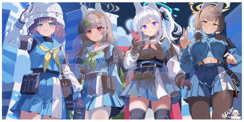 miyu, miyako, saki, and moe (blue archive) drawn by melissa_v2