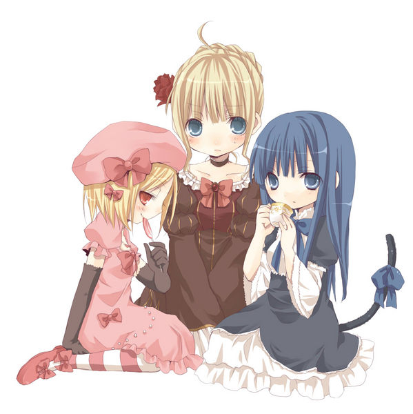 beatrice, frederica bernkastel, and lambdadelta (umineko no naku koro ni) drawn by ringo_komachi