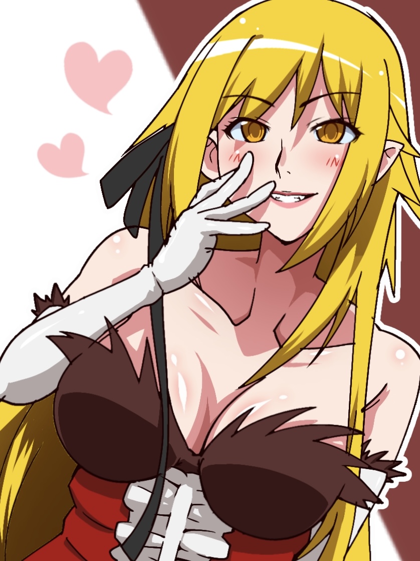 oshino shinobu and kiss-shot acerola-orion heart-under-blade (monogatari and 1 more) drawn by risator