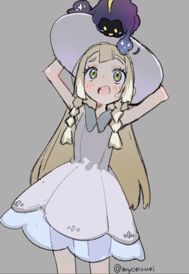 lillie and cosmog (pokemon and 1 more) drawn by kurobeko_(kur0bek0)