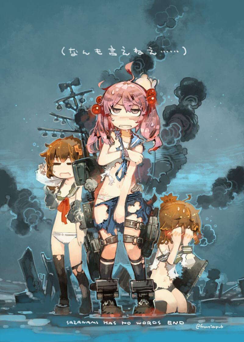 inazuma, ikazuchi, and sazanami (kantai collection) drawn by konno_takashi