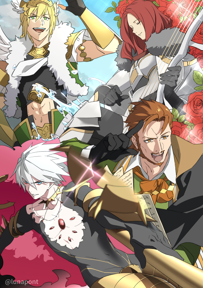 karna, lancelot, jason, and william shakespeare (fate and 1 more) drawn by lunapont