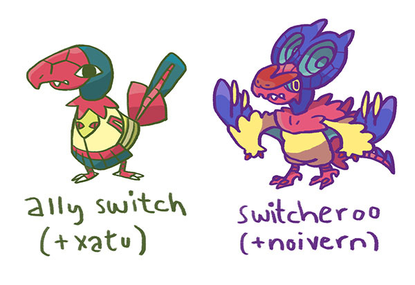xatu, noivern, and archen (pokemon) drawn by yoshida_nina