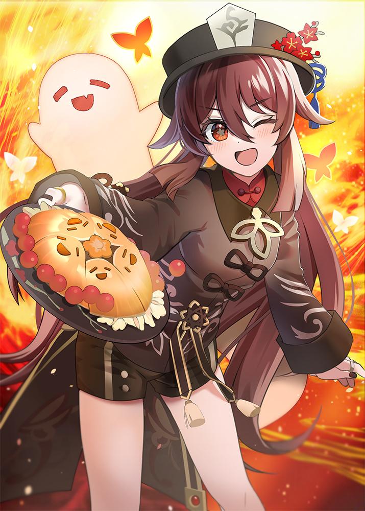 hu tao and boo tao (genshin impact) drawn by umekottsu