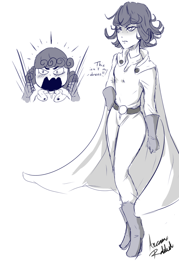 tatsumaki and saitama (one-punch man) drawn by arcane_rabbit