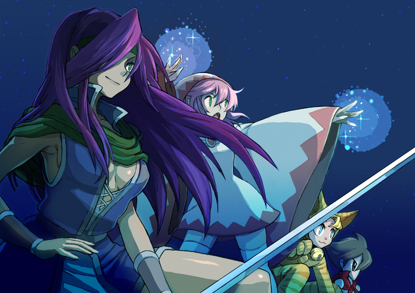 white mage, lenna charlotte tycoon, faris scherwiz, bartz klauser, krile mayer baldesion, and 1 more (final fantasy and 1 more) drawn by kimimaru