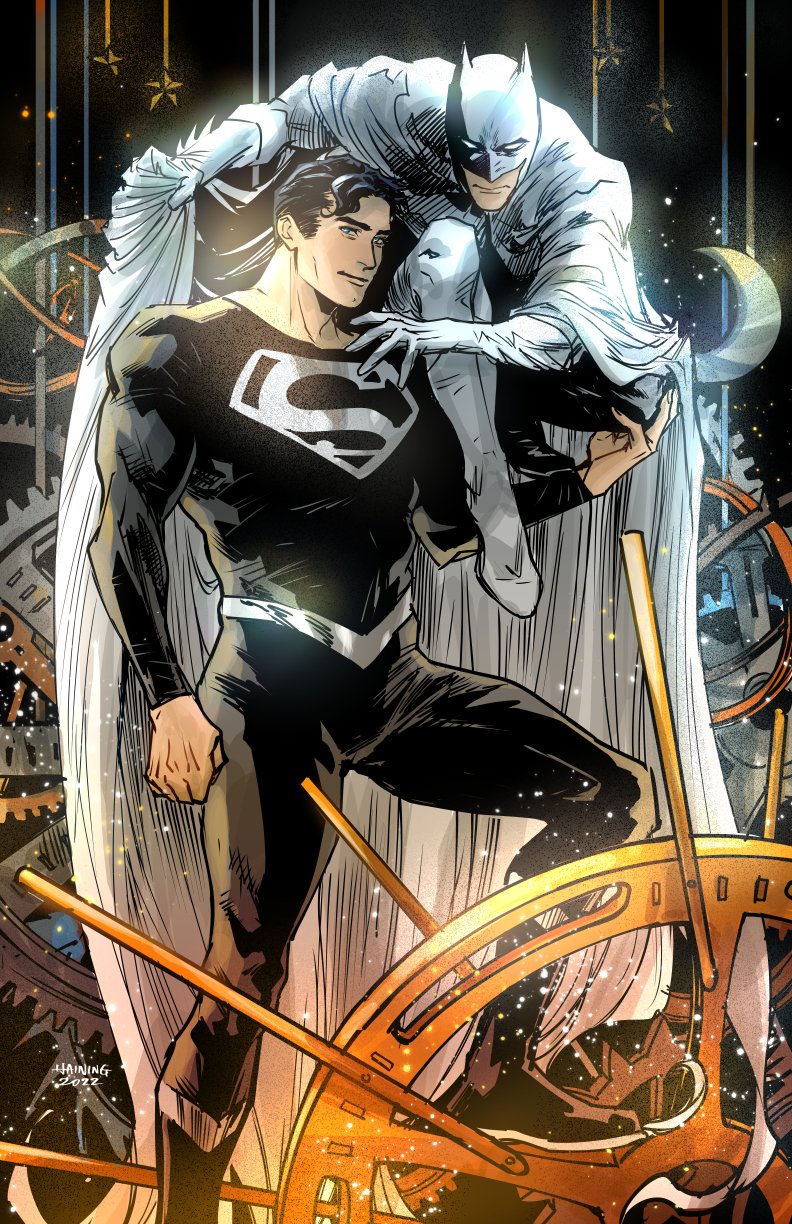 batman, superman, clark kent, and bruce wayne (dc comics and 2 more) drawn by haining