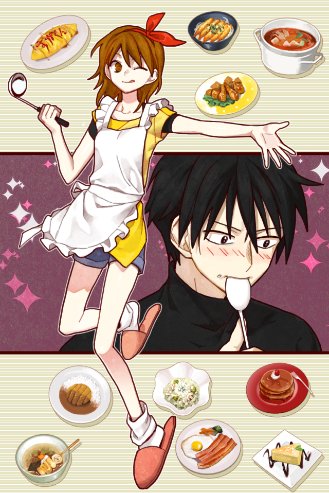 kanzaki shiori and suga koutarou (kirisame ga furu mori) drawn by kangmoro