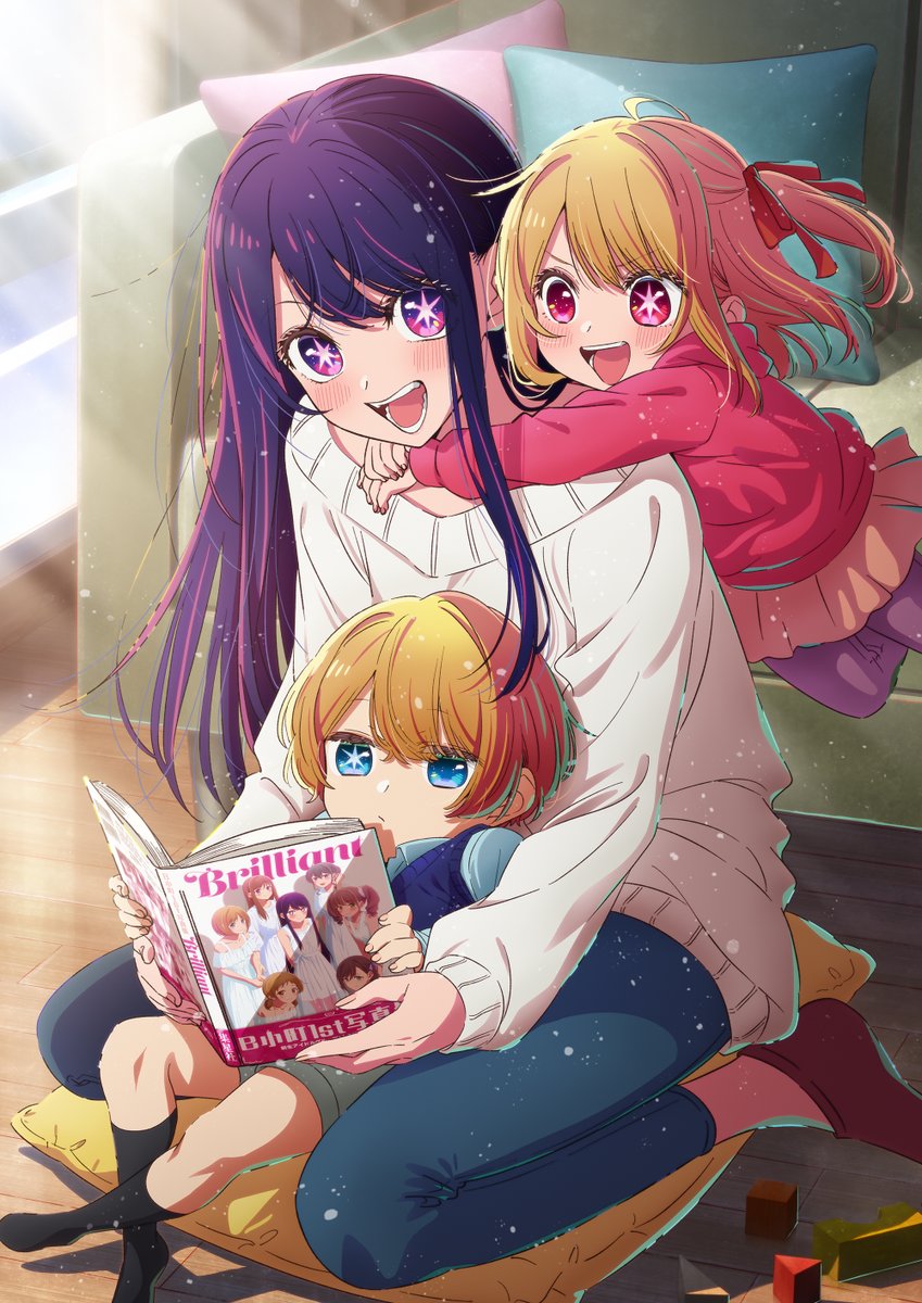 hoshino ai, hoshino ruby, hoshino aquamarine, niino fuyuko, kyun, and 4 more (oshi no ko) drawn by hirayama_kanna