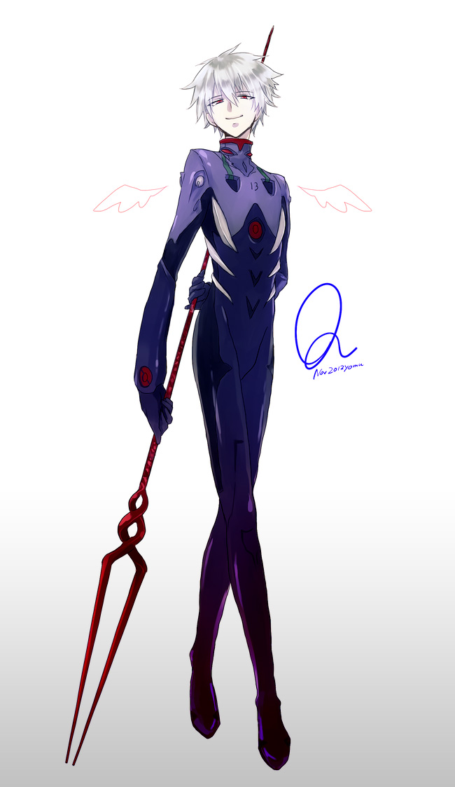 nagisa kaworu (neon genesis evangelion and 2 more) drawn by yomunow