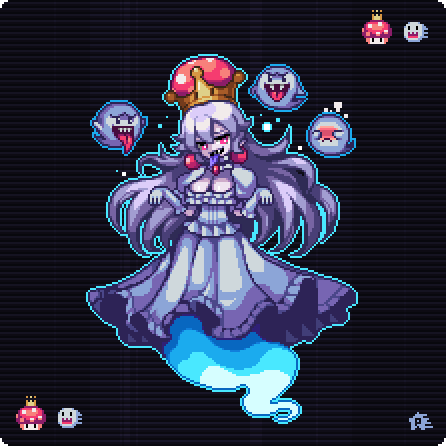 princess king boo and boo (mario) drawn by hyatsu
