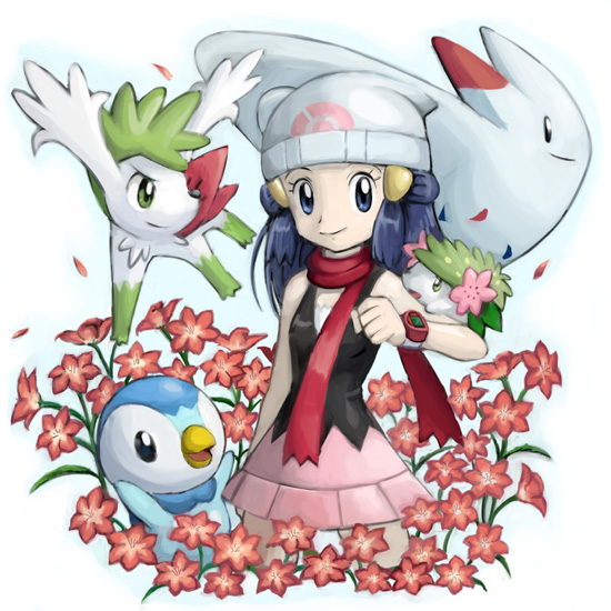 dawn, piplup, shaymin, and togekiss (pokemon) drawn by pokemoa