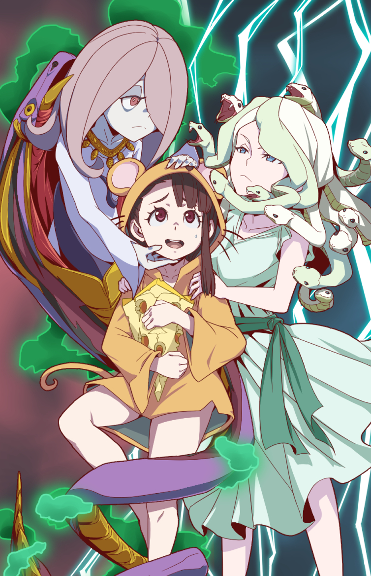 kagari atsuko, diana cavendish, and sucy manbavaran (little witch academia) drawn by uganda_(ugandam_00)