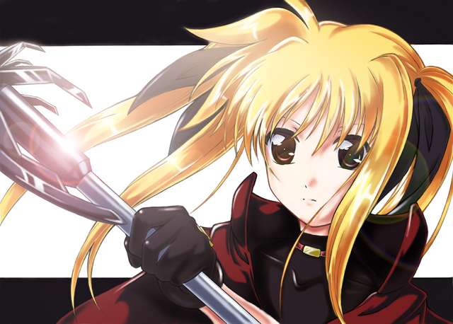 fate testarossa and bardiche (lyrical nanoha and 2 more) drawn by tsu_chi_miyuki