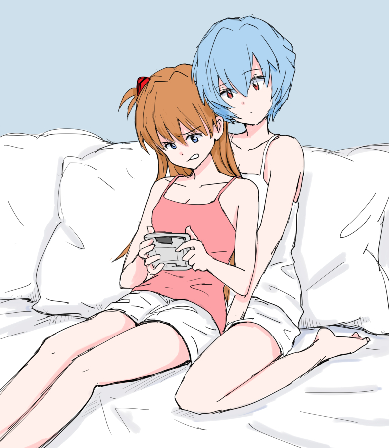 souryuu asuka langley and ayanami rei (neon genesis evangelion) drawn by mutsu_(layergreen)
