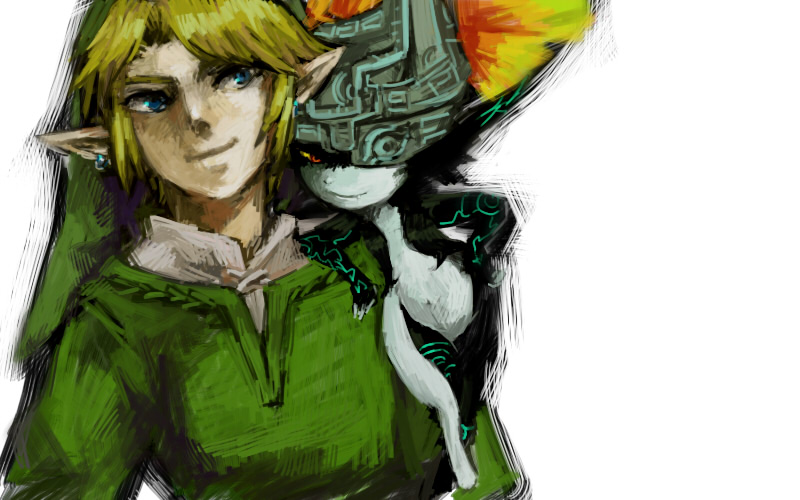 link and midna (the legend of zelda and 1 more) drawn by yo_mo