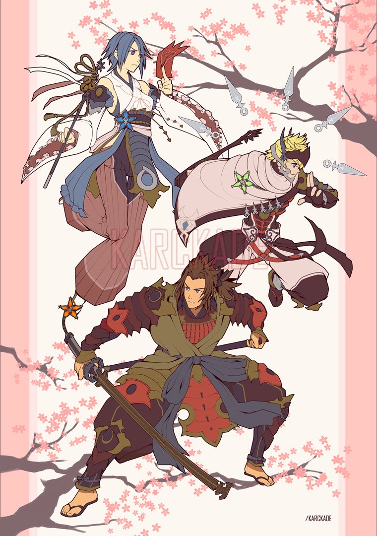 aqua, ventus, and terra (kingdom hearts and 1 more) drawn by karckade