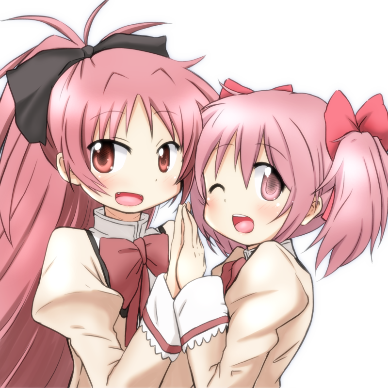 kaname madoka and sakura kyoko (mahou shoujo madoka magica) drawn by mizushima_(p201112)