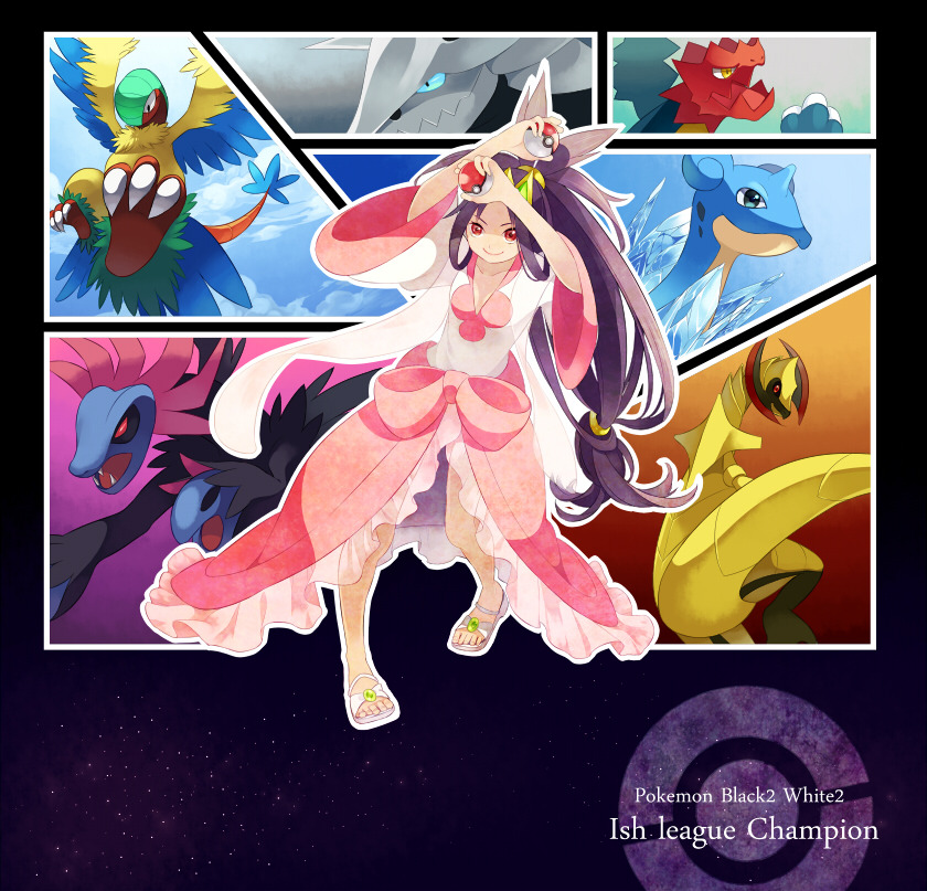 iris, lapras, hydreigon, haxorus, aggron, and 2 more (pokemon and 1 more) drawn by o0str0o