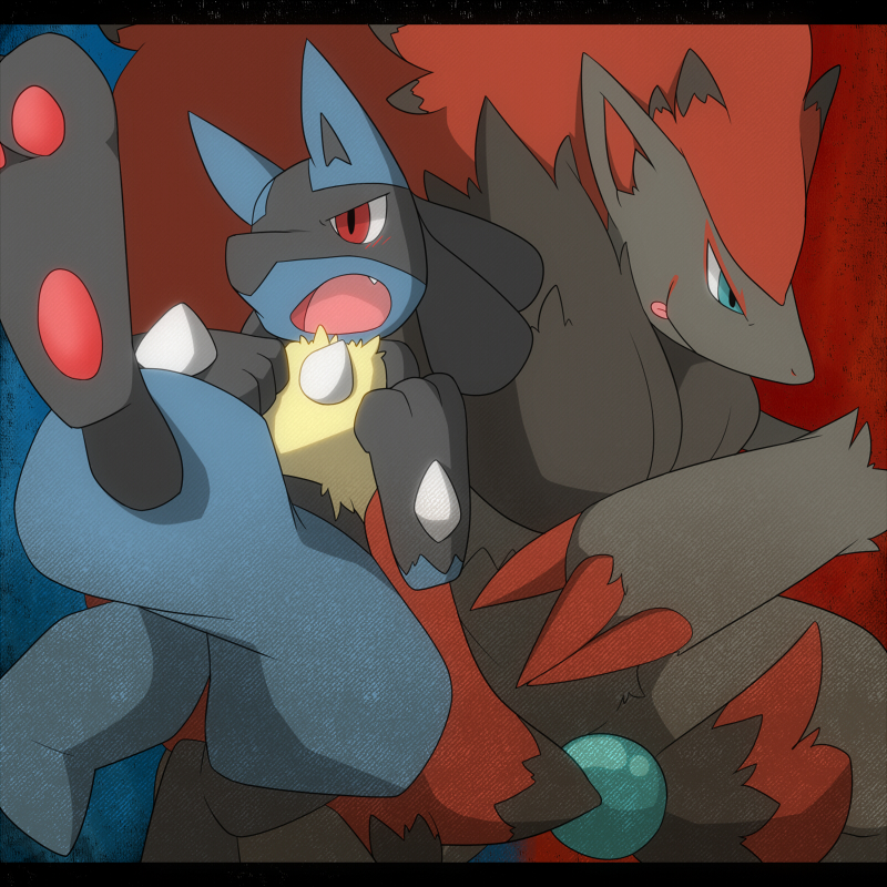 lucario and zoroark (pokemon) drawn by satsuki_rabbit