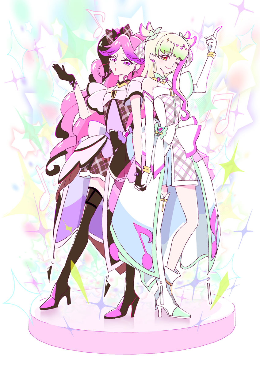 cure zukyuun and cure kiss (precure and 1 more) drawn by emine_mutsu