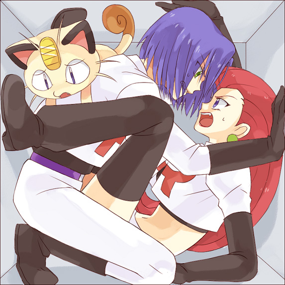 jessie, james, and meowth (pokemon) drawn by usao_(313131)