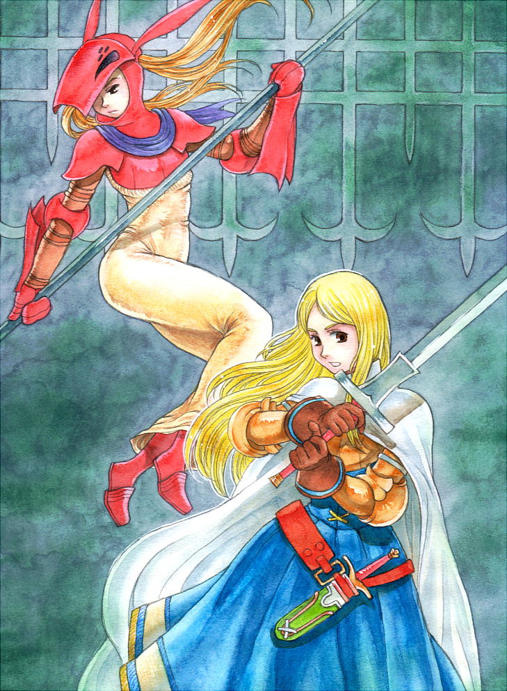 knight and dragoon (final fantasy and 1 more) drawn by kikimimi_612