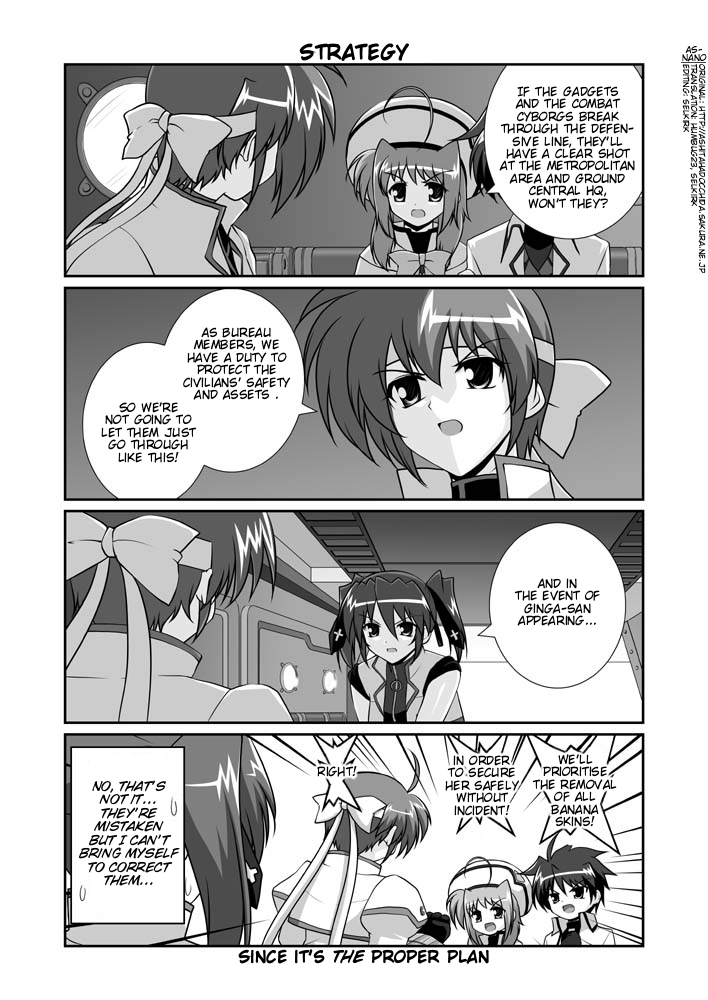 subaru nakajima, teana lanster, caro ru lushe, revolver knuckle, and erio mondial (lyrical nanoha and 1 more) drawn by mikage_takashi