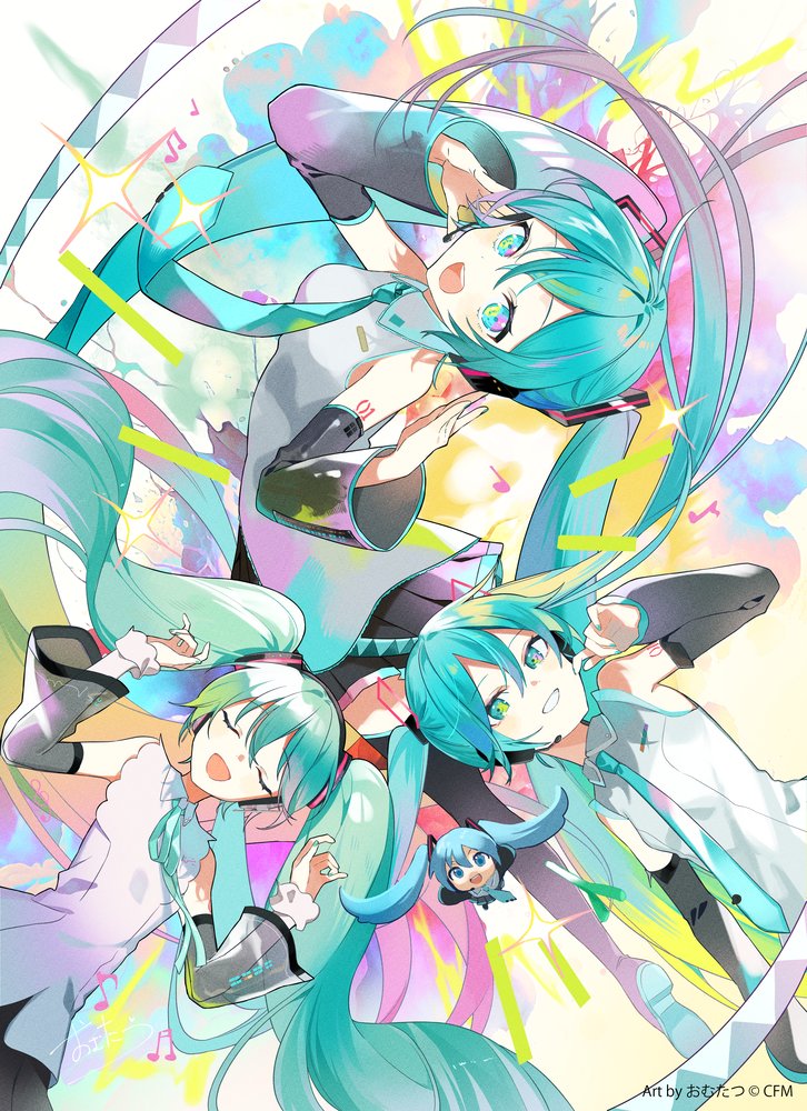 hatsune miku and mikudayo (vocaloid and 2 more) drawn by omutatsu