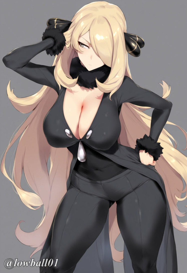 cynthia (pokemon and 1 more) drawn by lowball01