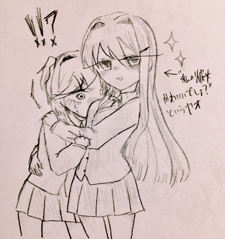 natsuki and yuri (doki doki literature club) drawn by sayu_kamishimo