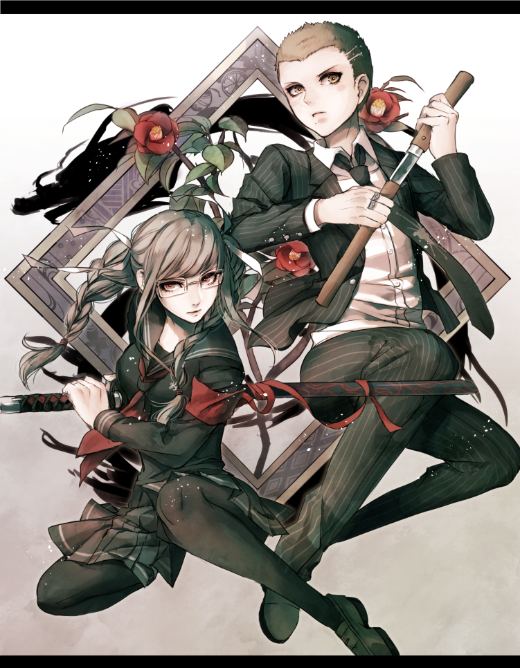pekoyama peko and kuzuryu fuyuhiko (danganronpa and 1 more) drawn by sakuyu