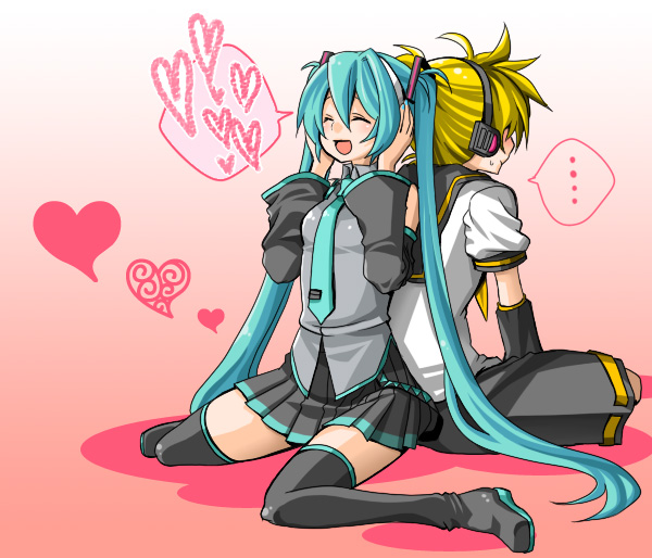 hatsune miku and kagamine len (vocaloid) drawn by eiro