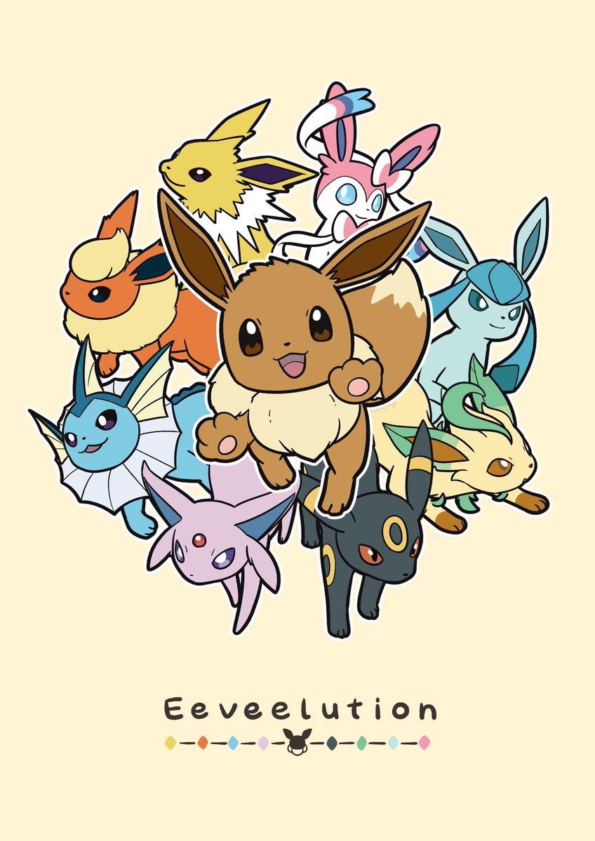 eevee, sylveon, umbreon, glaceon, vaporeon, and 4 more (pokemon) drawn by hatoro_kuroyoshi