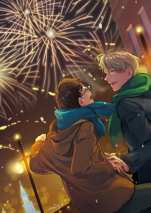 katsuki yuuri and viktor nikiforov (yuri!!! on ice) drawn by amg_(nwmnmllf)