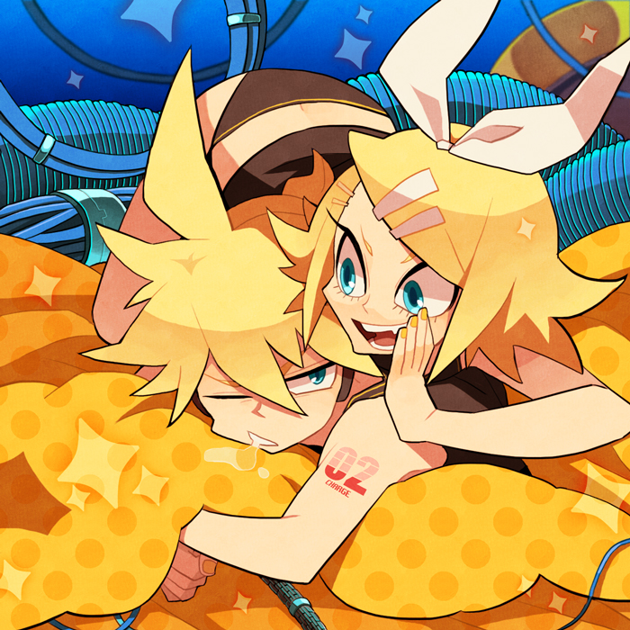 kagamine rin and kagamine len (vocaloid) drawn by kurara