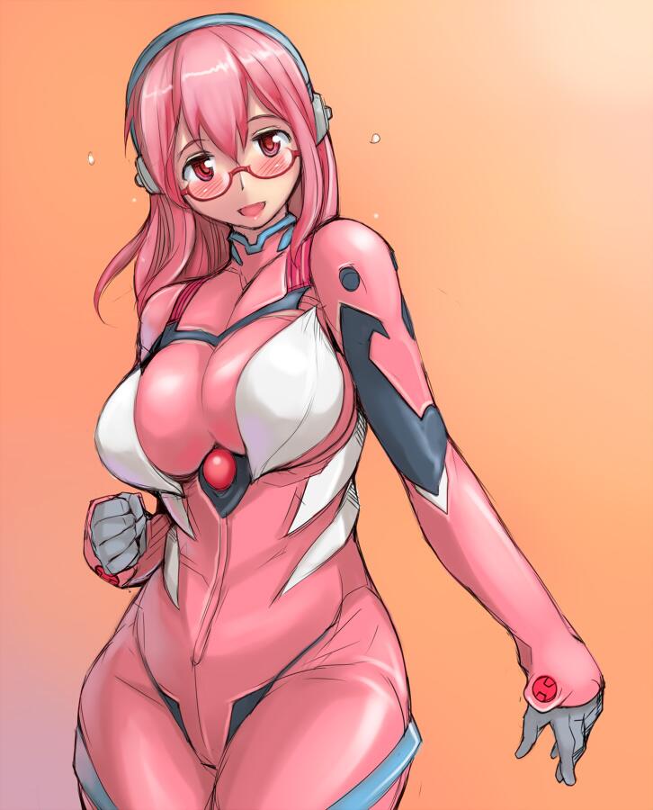 super sonico and makinami mari illustrious (neon genesis evangelion and 2 more) drawn by tsuda_nanafushi
