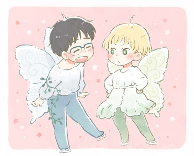 katsuki yuuri and yuri plisetsky (yuri!!! on ice) drawn by sakana_(gyogyo33)