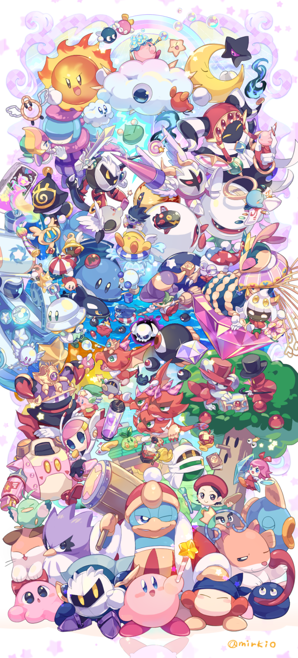 kirby, meta knight, waddle dee, king dedede, magolor, and 74 more (kirby and 2 more) drawn by komoreg