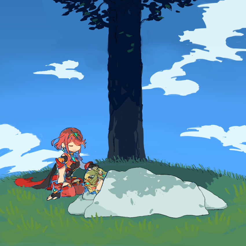 pyra and mythra (xenoblade chronicles and 1 more) drawn by lobsterbaby99