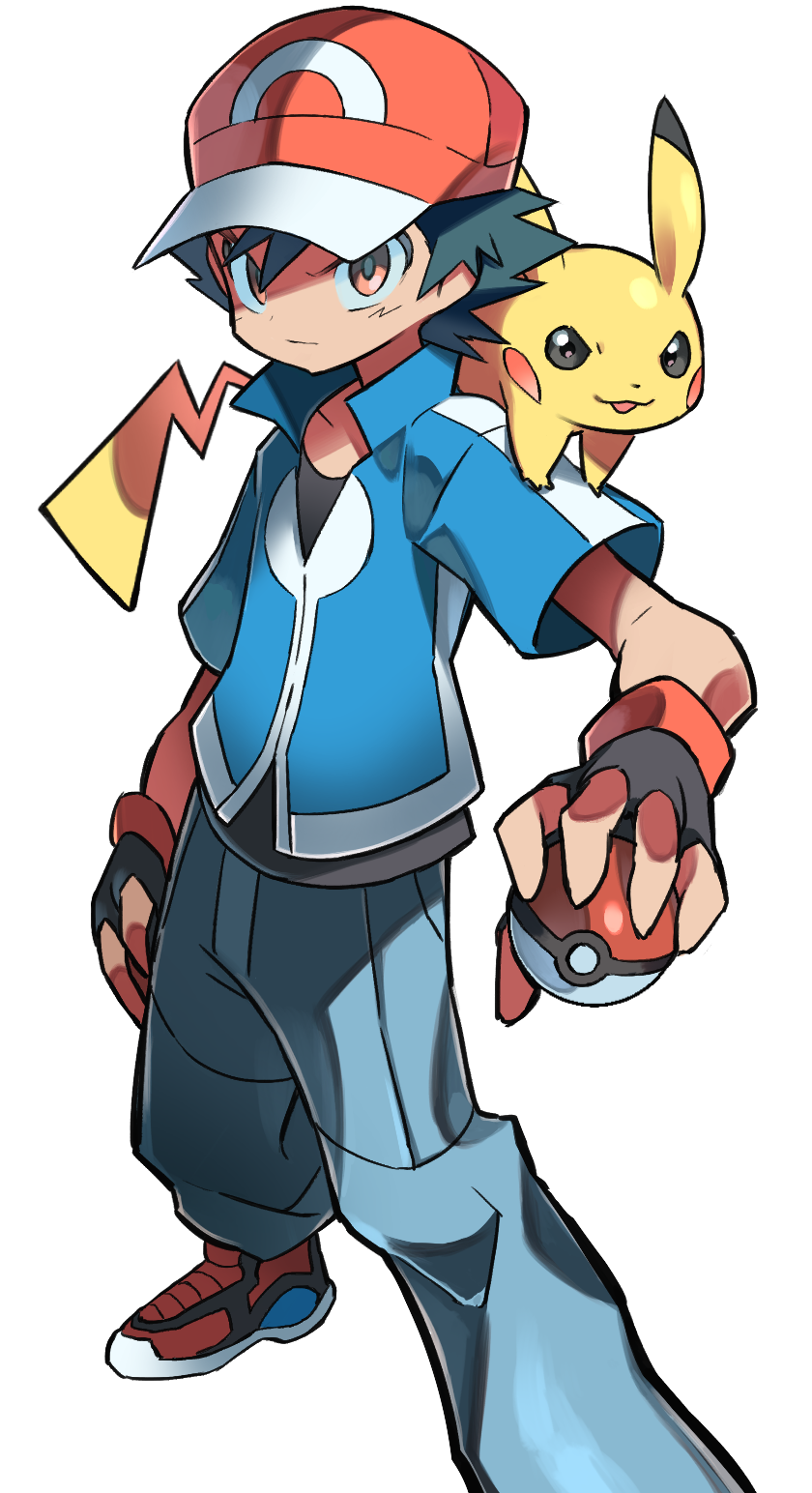 pikachu and ash ketchum (pokemon and 1 more) drawn by hyou_(hyouga617)