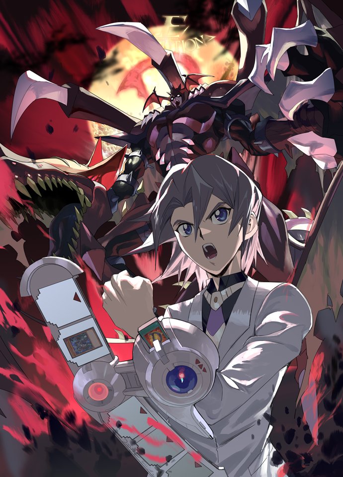 edo phoenix and destiny hero - plasma (yu-gi-oh! and 1 more) drawn by e_volution