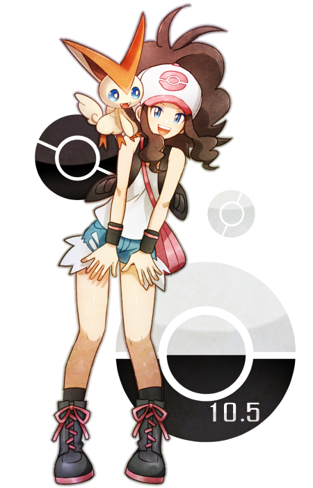 hilda and victini (pokemon and 1 more) drawn by poke_nk