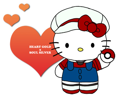 lyra and hello kitty (pokemon and 3 more) drawn by kyousuke