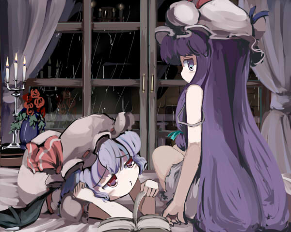 remilia scarlet and patchouli knowledge (touhou) drawn by gatau