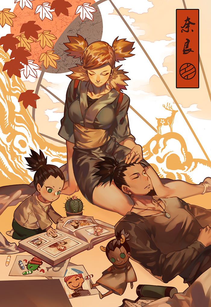 temari, nara shikamaru, gaara, and nara shikadai (naruto) drawn by hexahydrate