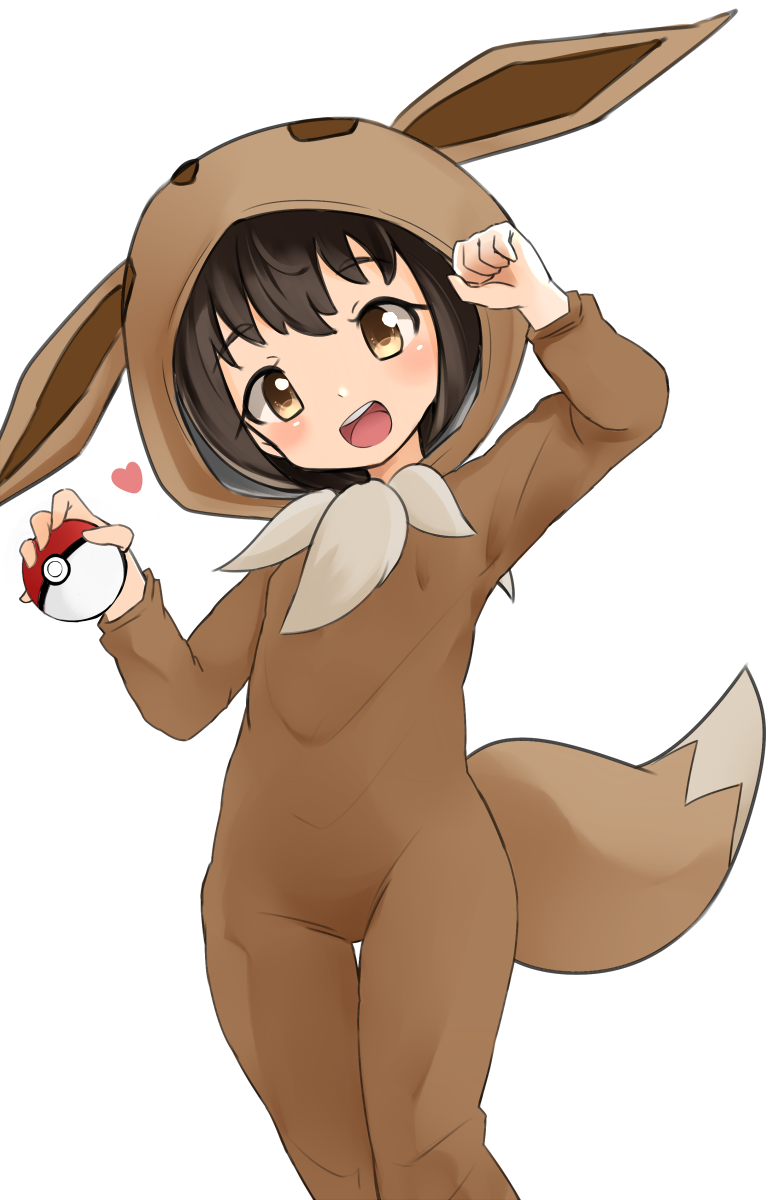 eevee and poke kid (pokemon and 1 more) drawn by kanmiya_(nijie344351)
