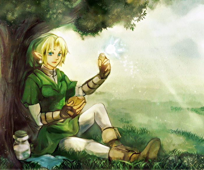 link and navi (the legend of zelda and 1 more) drawn by suzuno_(kazahanasu)