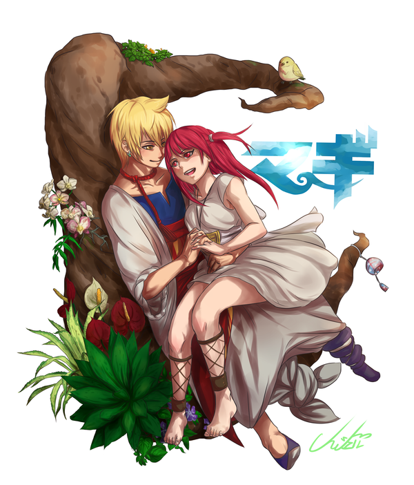 morgiana and alibaba saluja (magi the labyrinth of magic) drawn by hakuno_shigeru